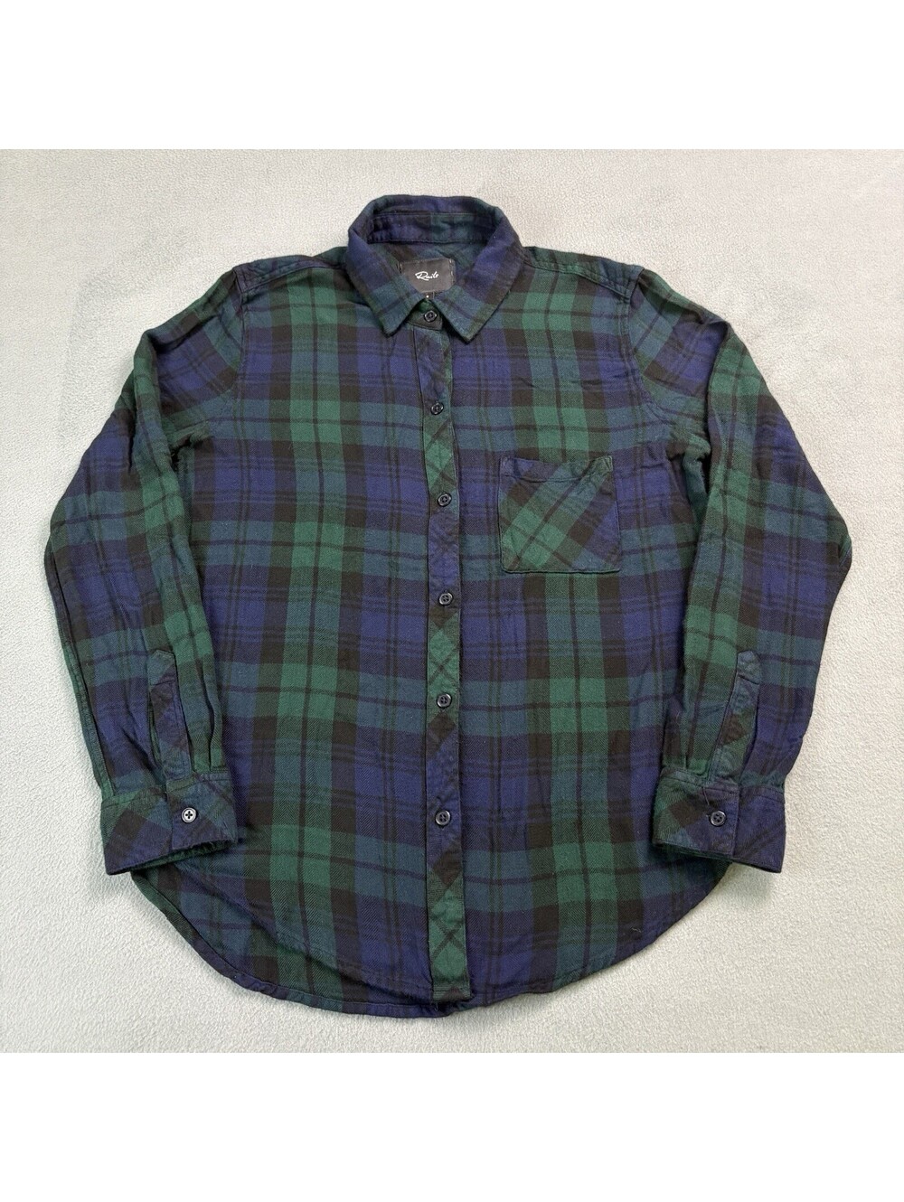 Rails Plaid Flannel Button Up Long Sleeve Size Small Green Rayon